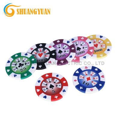 China 14g Clay 3-Tone Double Chip Fitted Poker With Custom Sticker for sale