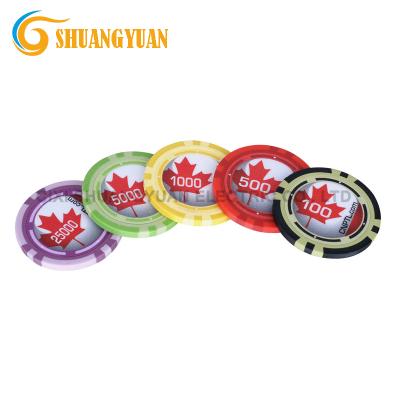 China 15g Clay 2-Tone 8-Stripe Clay Poker Chip With Custom Sticker for sale