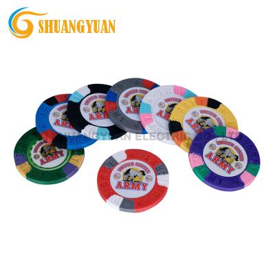 China Pure Chip Poker With Custom Sticker 9.5g Clay U.S. Army Chip for sale