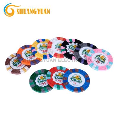 China Clay 9.5g Clay Dunes Casino Poker Chip Pure with Custom Sticker for sale