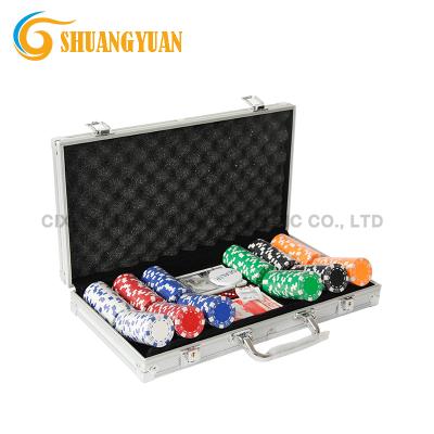 China High Quality 300 Pcs ABS Poker Aluminum Chip Set With Square Corner Case, Dealer Buttons, Card Decks And Die Cuts for sale