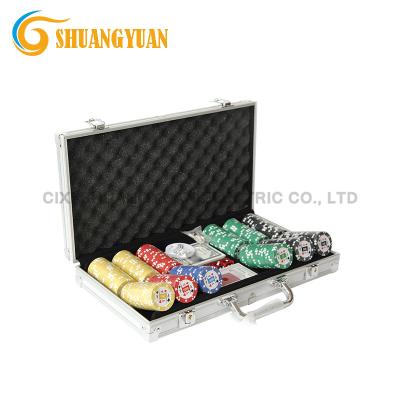 China ABS 300pcs Poker Chip Set With Aluminum Case , 14g Striped Fitted Poker Chip for sale