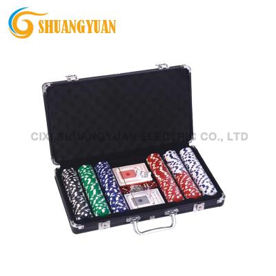 China 300pcs ABS Poker Chip Set With Round Corner Black Color Aluminum Case for sale