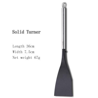 China Durable Nylon Cookware Kitchen Utensil Set Natural Stainless Steel Handle Cooking Tools Turner Tongs Spatula Spoon for sale