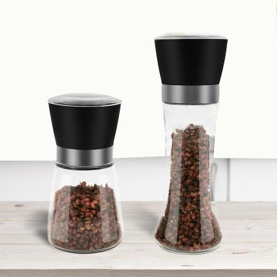 China Factory Supplier Sustainable Glass Pepper Grinder Set Pepper Mill Hand Salt and Pepper Grinder for sale