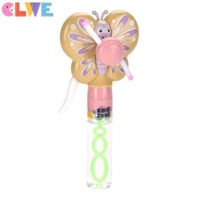 China Butterfly Light Up Fan+ Bubble Wand Good Quality ABS Plastic Plastic Luminous Animal Bubble Stick Surprise Gift For Kids Light Up Butterfly Hand Fan Bubble Wand for sale