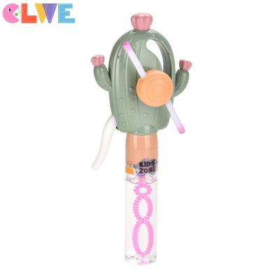 China Light Up ABS Handheld Novelty Magic Wand Fan +bubble Design Cactus Fan Bubble Stick Handheld Surprise Gift For Feature Handheld Fan Cute Luminous Light kids cactus up bubble wand for sale