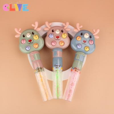 China Intelligence Helping Kids Play Good Quality ABS Novelty Reindeer Head Fighting Gophers Bubble Magic Wand Surprise Christmas Bubble Stick Gift For Children R for sale