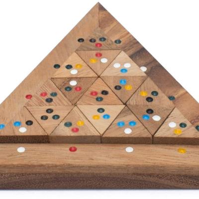 China DIY TOY Handmade and color wood match puzzle organic tile sliding wooden board game for kids table game for sale