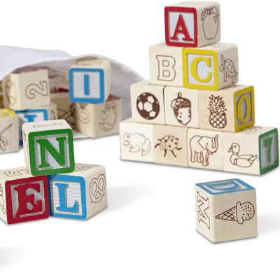 China Educational Toy OEM Educational Blocks 50 Pcs Wooden Pine Cube Alphabets Blocks Set For Kids ABC Study Blocks for sale