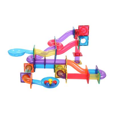 China Training Practice and Ability o Logic 2022 NEW 88 Pcs Marble Run Magnetic Tiles Kids Stem Race Marble Magnets Marble Run Toy With Bigger Magnet for sale