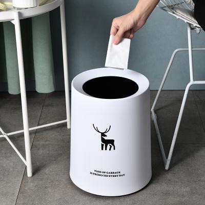 China Simple Viable Office Creative Simple Living Room Household Living Room Household Double Platform Round Garbage Garbage Tube for sale