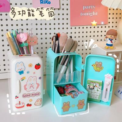 China Lovely Modern Creative Pen Rack Pen Holder Soft Multifunctional Central Institute of Statistics Wind Cartoon Refrigerator Pen Holder Office Fashion for sale