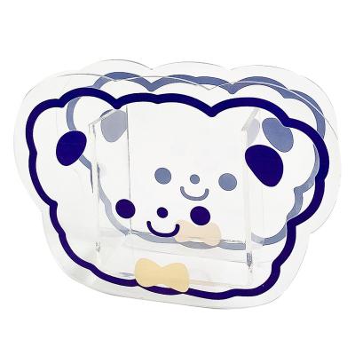 China Modern Creative Acrylic Cute Bear Pen Stand Decoration Student Desktop Stationery Makeup Brush Table Storage Box for sale