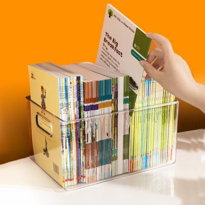 China Modern Books Storage Basket Student Picture Book Transparent Plastic Oxford Tree Storage Table Matching Storage Box for sale