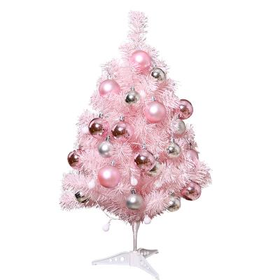 China Cute Pink Christmas Tree Ball Set Mini Christmas Tree 60cm Table Top Mini Christmas Tree Decoration for sale