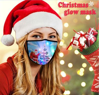 China Dustproof Luminous LED Face Mask Christmas Elk Logo Elk Logo Holiday Party Cartoon Printing With Light Face Mask for sale