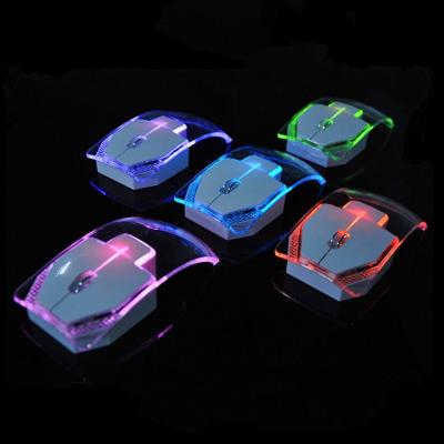 China New Wireless 3D Mouse Girls Office Gift Fashion Colorful Creative Transparent Luminous Mute Mouse for sale