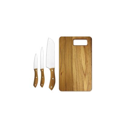 China Viable hot selling high quality s/s kitchen knife set with teak wood handle wooden cutting board for sale