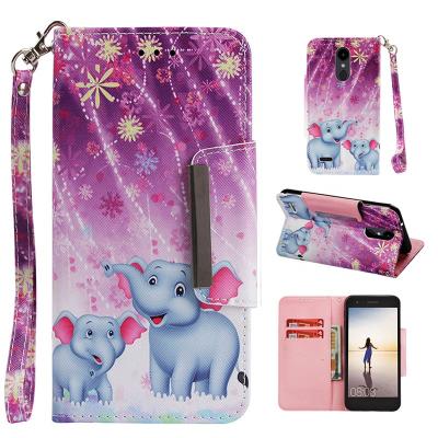 China Free Shipping Leather Case For LG Aristo K8 2018 Cases Leather Phone Case Elephant Wallet Print Phone Case for sale