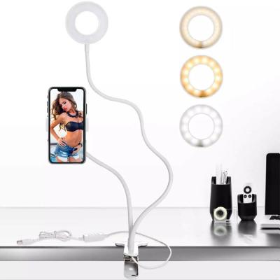 China Hot Sale Adjustable For Amazon LED Selfie Ring Light With 3 Live Stream Makeup Cell Phone Light Holder for sale