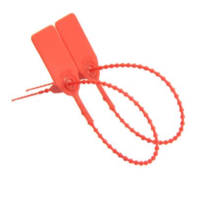 China Parcel 250mm Postal Disposable Pull Security Tight Plastic Seal With Barcode for sale