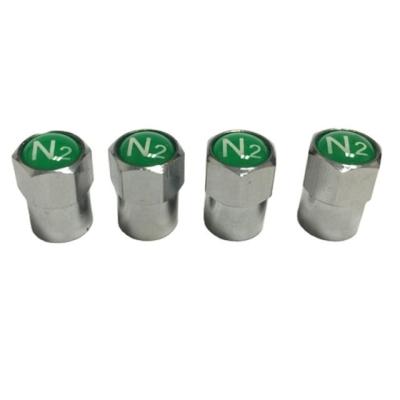 China Replace/Repair Purpose Green N2 Nitrogen Logo Seal Chrome-Plated Tire Valve Stem Caps for Universal Car Fitment for sale