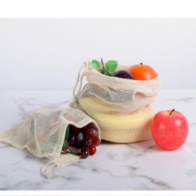 China Factory Directly Eco-Friendly Mesh Handbag Cotton Cotton Eco-Friendly Reusable Drawstring Custom Vegetable Bag for sale