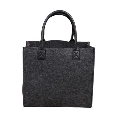 China Gray Square Ladies Felt Environmental Promotional Black Handbag Eco-Friendly With PU Handles for sale