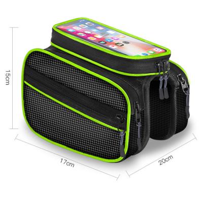 China Large Capacity Bicycle Waterproof Front Tube Bike Frame Bag Dismountable Recycling Touch Screen for sale