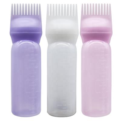 China 6oz Plastic Dye And Scale, Comb Salon Hair Dye Shampoo 200ml Salon Shampoo Bottle Comb Bottle With Scale Brush for sale