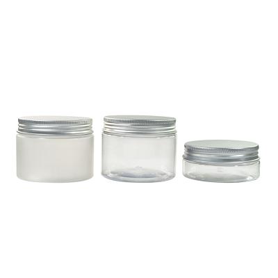 China BEAUTY PACKAGING China jar wholesale clear glass PET face cream plastic bottles with aluminum screw cap for sale