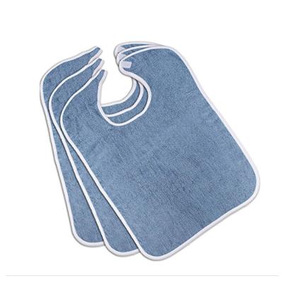 China Hook And Loop Machine Wash Bibs For Adults Men Women Eating Cloth For Older Seniors And Disabled Terry Cloth Bib Apron Super Soft 100% Adult Disabled for sale