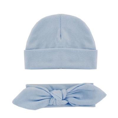 China Eco-Friendly Newborn Baby Soft Beanie Hat With Cute Bow For 0-6 Months Baby Infant Hat Hospital Toddler for sale