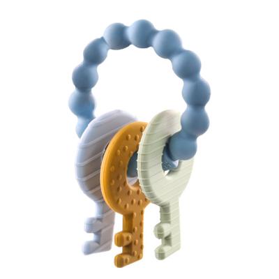 China Reuseable Organic Infant Teether Toys Soft And Textured For Baby Natural Brain Development BPA Free Silicone KEY Teethers for sale