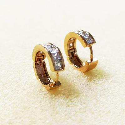 China Fashion Minimalist Jewelry Wholesale 18K Gold Plated Cubic Zirconia Circle Stud Earrings For Women for sale