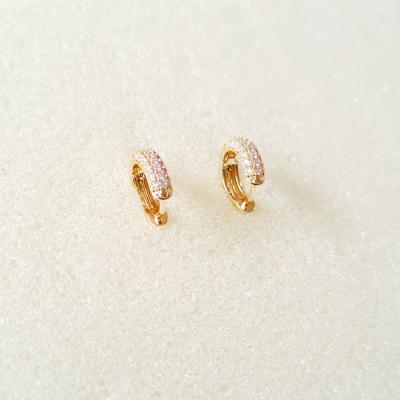 China New Luxury Fashion Micro Paved Zircon Fashion Gold Plated Women's Huggies Earrings for sale