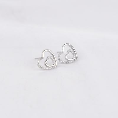 China Simple Fashion Low Price Gold Plated Zircon Custom Heart Shape Earrings Luxury Women for sale