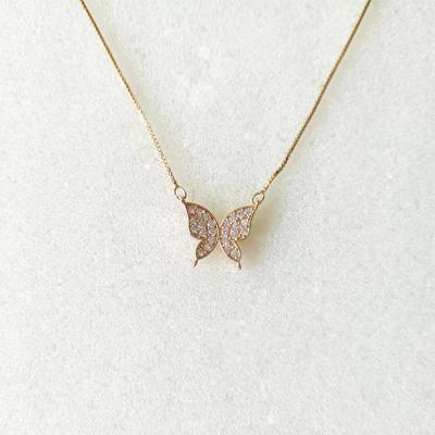 China Wholesale Cheap Fashion Fashion Necklace Zircon Butterfly Gold Plated Pendant Necklace for sale