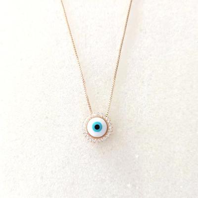 China 2022 Fashion Hot Sale Wholesale Fashion Shell Blue Eye Necklace Women Gold Plated Jewelry Necklace for sale