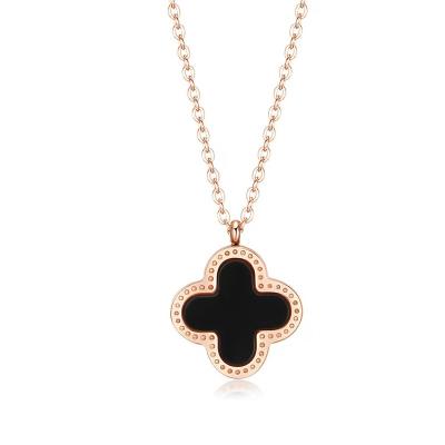 China Simple Design High Quality Four Sided Flower Chain Charm Gold Leaf Clover Color Pendant Necklace for sale