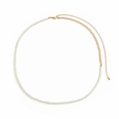 China Personalized High Quality Women Sexy Half Body Chain Pearl Gold Belly Waist Chain Chain for sale