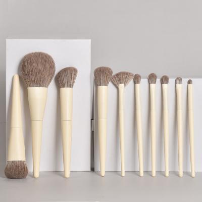 China Angular Blush Custom LOGO 10 Brush Super Soft Big Cream Makeup Brush Set for sale