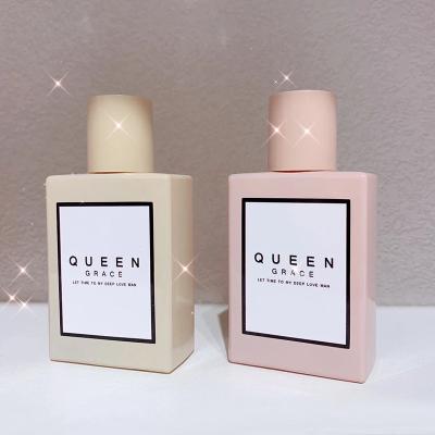 China Cosmetic Spray Bottle Custom LOGO 30ml Pink Square Bright Glass Bottle for sale