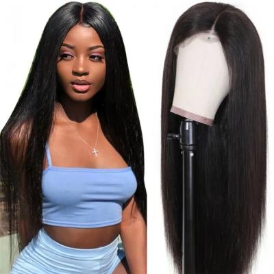 China Black Silky Straight Wave European and American Lace Front Chemical Fiber Straight Hair Wig Long for sale