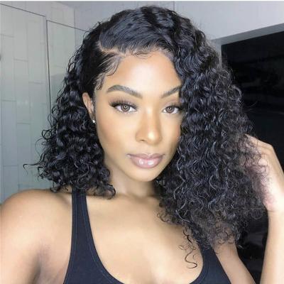 China Natural Deep Wave Hair Lace Headpiece For Women Deep Curly Hair Short Wig Lead Wigs for sale