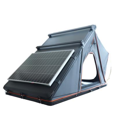 China Customized Logo Grey Triangle Rooftop Tent With Aluminum Shell for sale