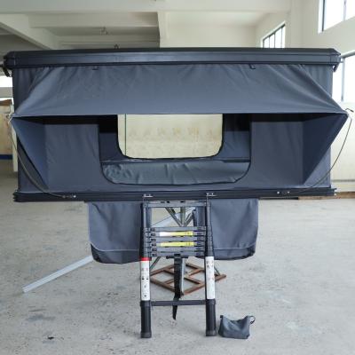 China Grey Aluminum 4 Season Folding Roof Top Tent With 320G Polyester Cotton Fabric for sale