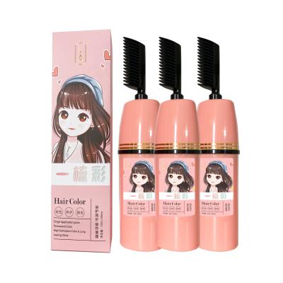 China Salon Use 200ml Fashion Colors Semi Permanent Hair Dye Comb Black Long Lasting Colored Hair Dye For Hair for sale