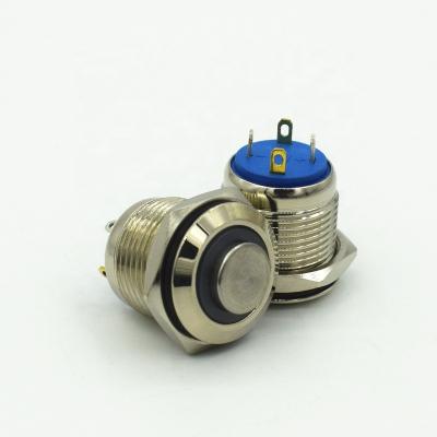 China High Head 16mm Series Nickel Plated Brass Metal Switch Reset Momentary 4 Pin 1NO Illuminated Switch 3-24v IP65 Waterproof Ring LED One Touch Start for sale